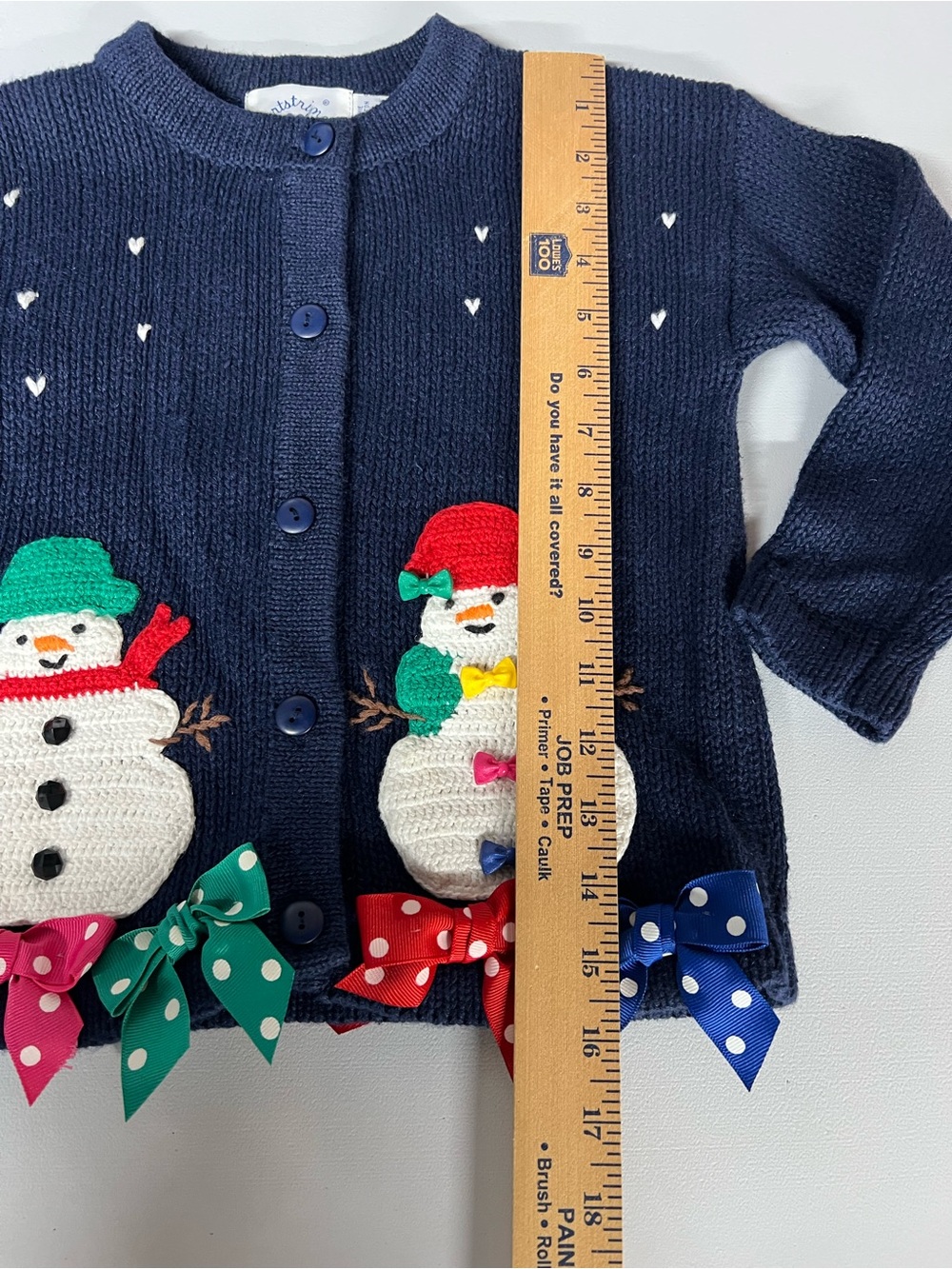 Vintage Hartstrings Button Front Whimsical Snowman Sweater Cardigan Girls 5/6 - Picture 6 of 7